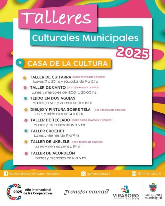 Mirá todos los talleres culturales gratuitos que ofrecen desde la Dirección de Cultura